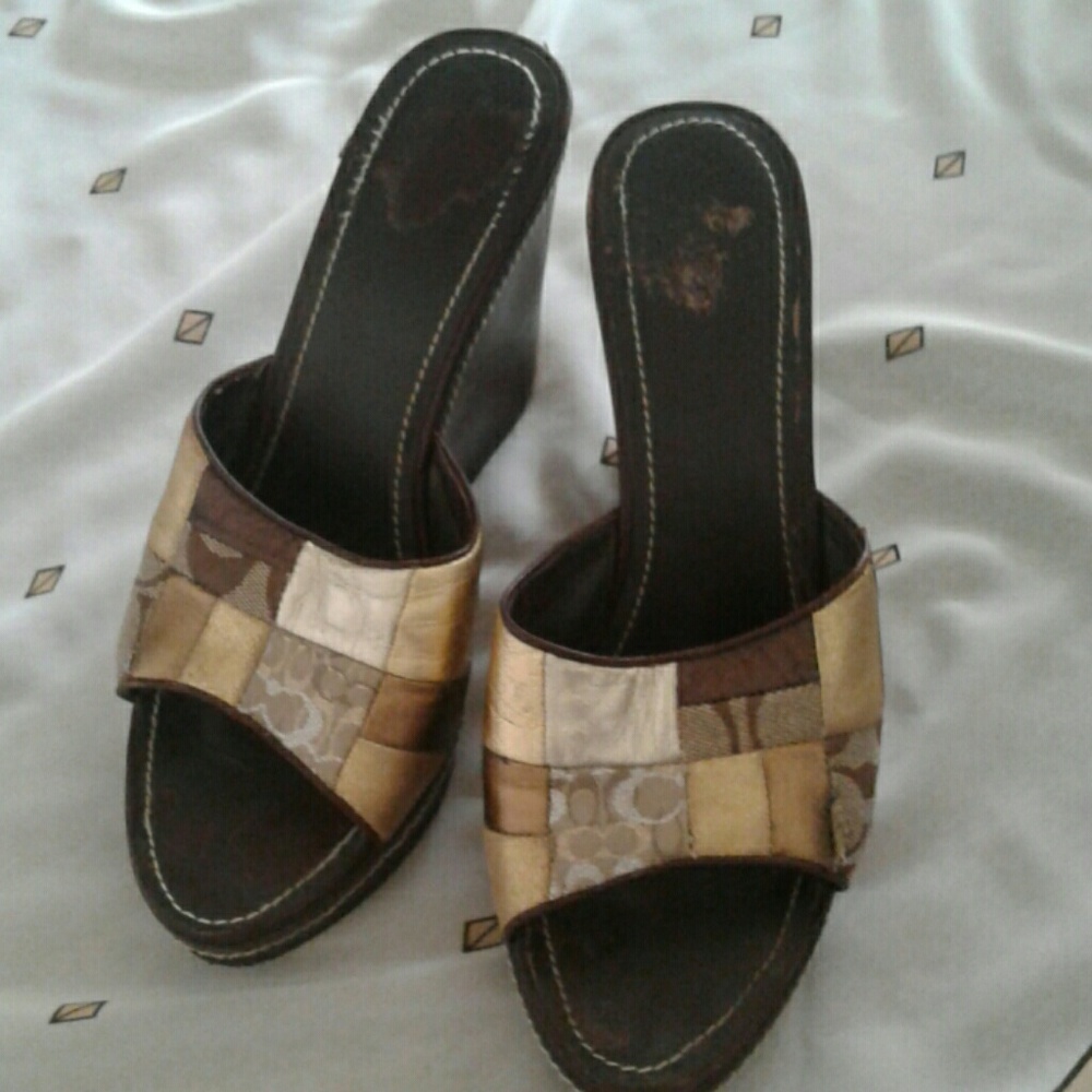 COACH Chelsea Wedge Sandals 8B